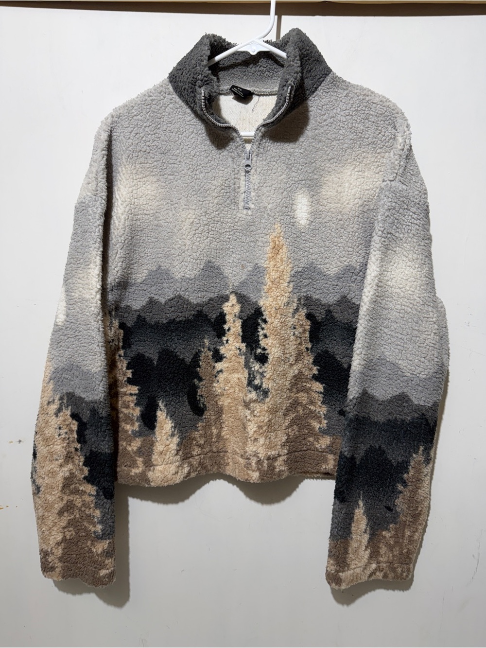 Vintage Urban Outfitters Forest Mountain Landscape Zip Fleece Jacket Medium M